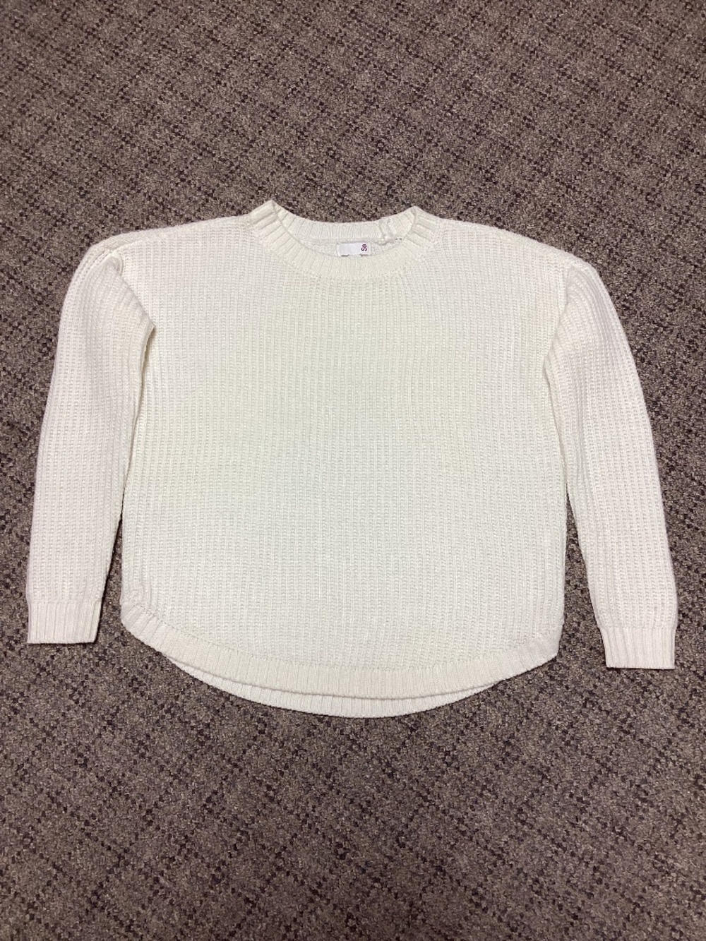 So Cream Chunky Crewneck Waffle Knit Sweater Size Small